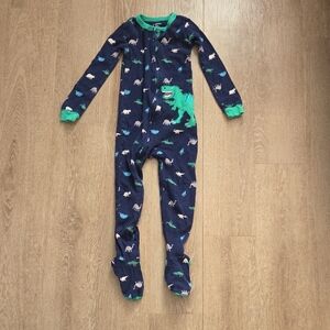 Kids Navy Blue Dinosaur Footie Pajamas